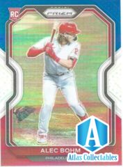 2021 Panini Prizm #140 ALEC BOHM PHILLIES RC RED WHITE & BLUE PRIZM